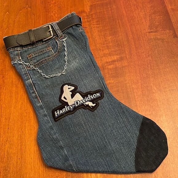 Handmade Harley Davidson Christmas Stocking - Picture 1 of 4